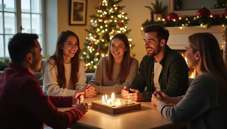 famille heureuse noel table